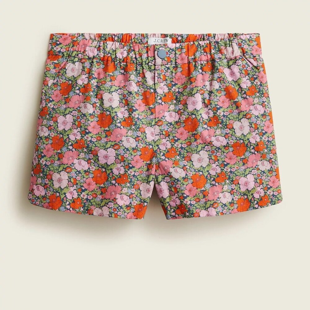 J. Crew Floral High Waist Shorts - Pink and Orange